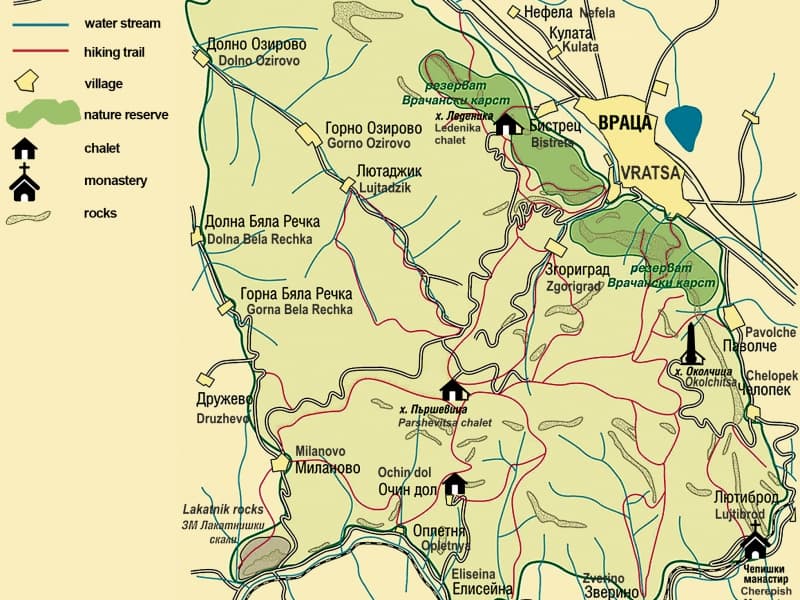 Map of Vrachanski Balkan Nature Park